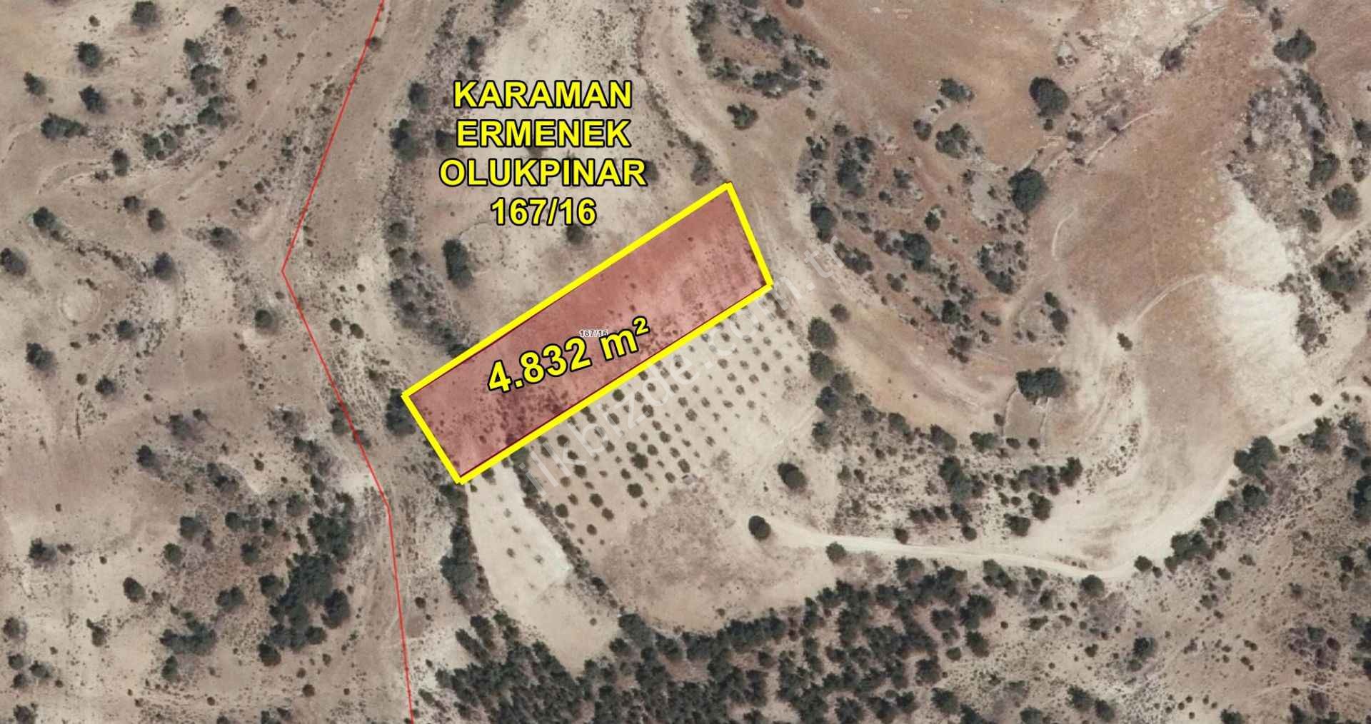 KOCAMAN 4.832 m² / KARAMAN / ERMENEK / OLUKPINAR / TARLA167 ADA 16 PARSELMÜSTAKİL TAPULU TARLAYANINDA ELMA BAHÇESİ VARMEYVE BAHÇELERİ BAĞLAR OLAN MEVK
