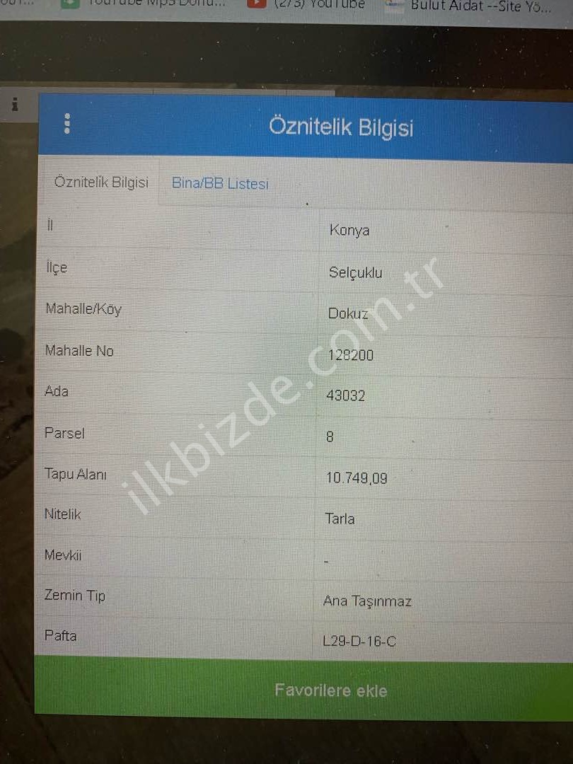KONYA MERKEZDE SATILIK HİSSELİ TARLA