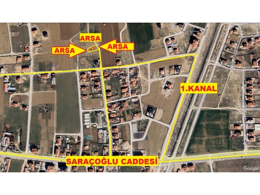 SARAÇOĞLU CADDESİNE YAKIN 1.KANAL'DAN ÖNCE 546m2 TEL ÖRGÜLÜ ARSA