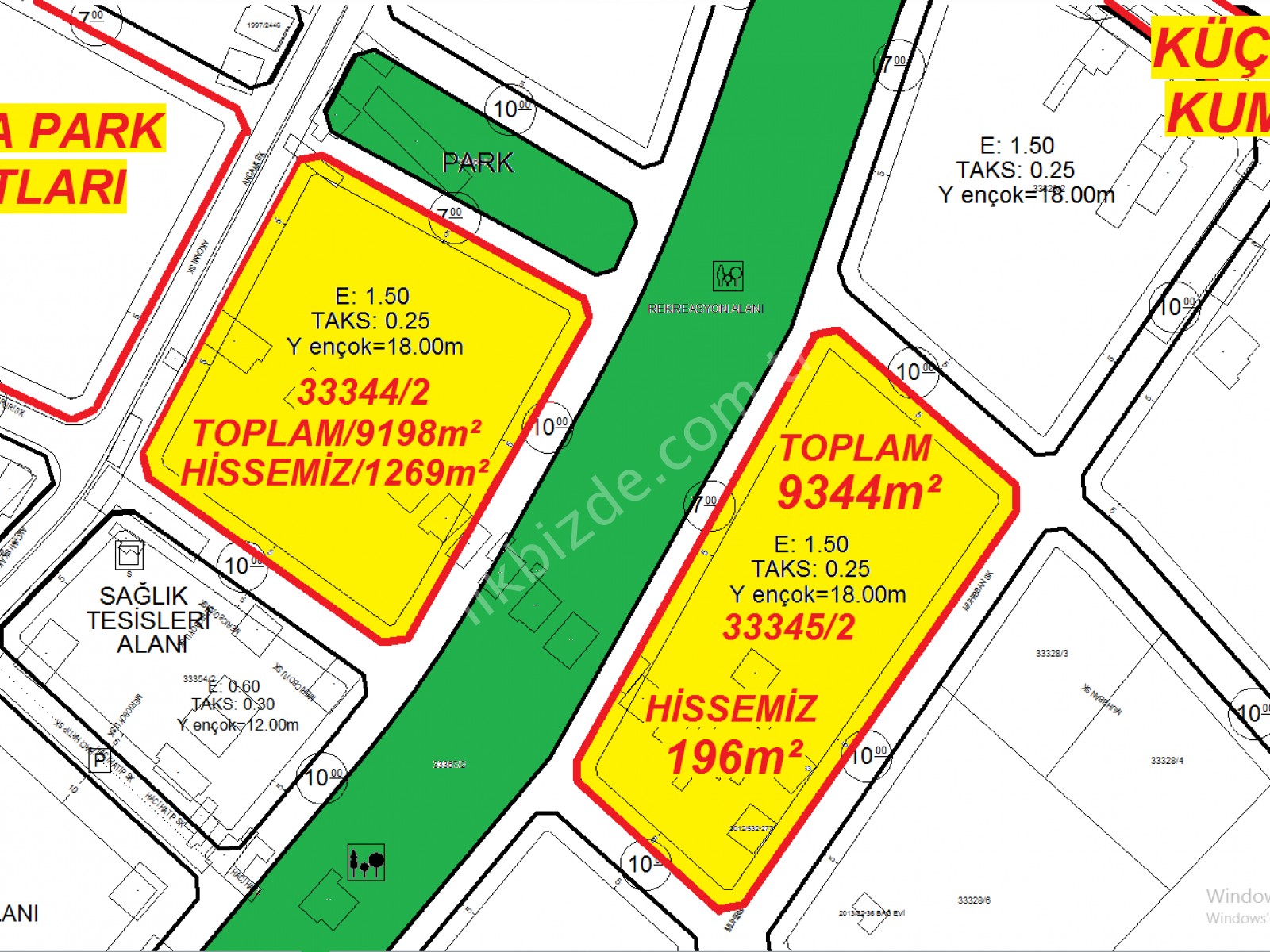 KARAKULAK MH 6 KAT İMARLI 1465m² HİSSE ARSA AKASYA PARK KARŞISI